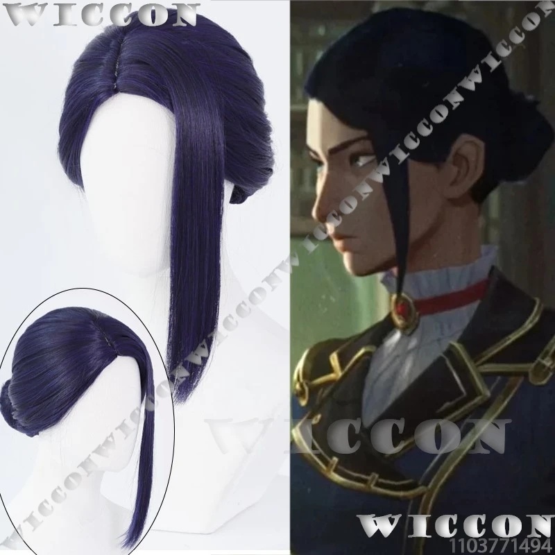 x;3,f6'b7\g، Caitlyn Kiramman  - مراجعة Anime Cosplay Blue Hair وسعره