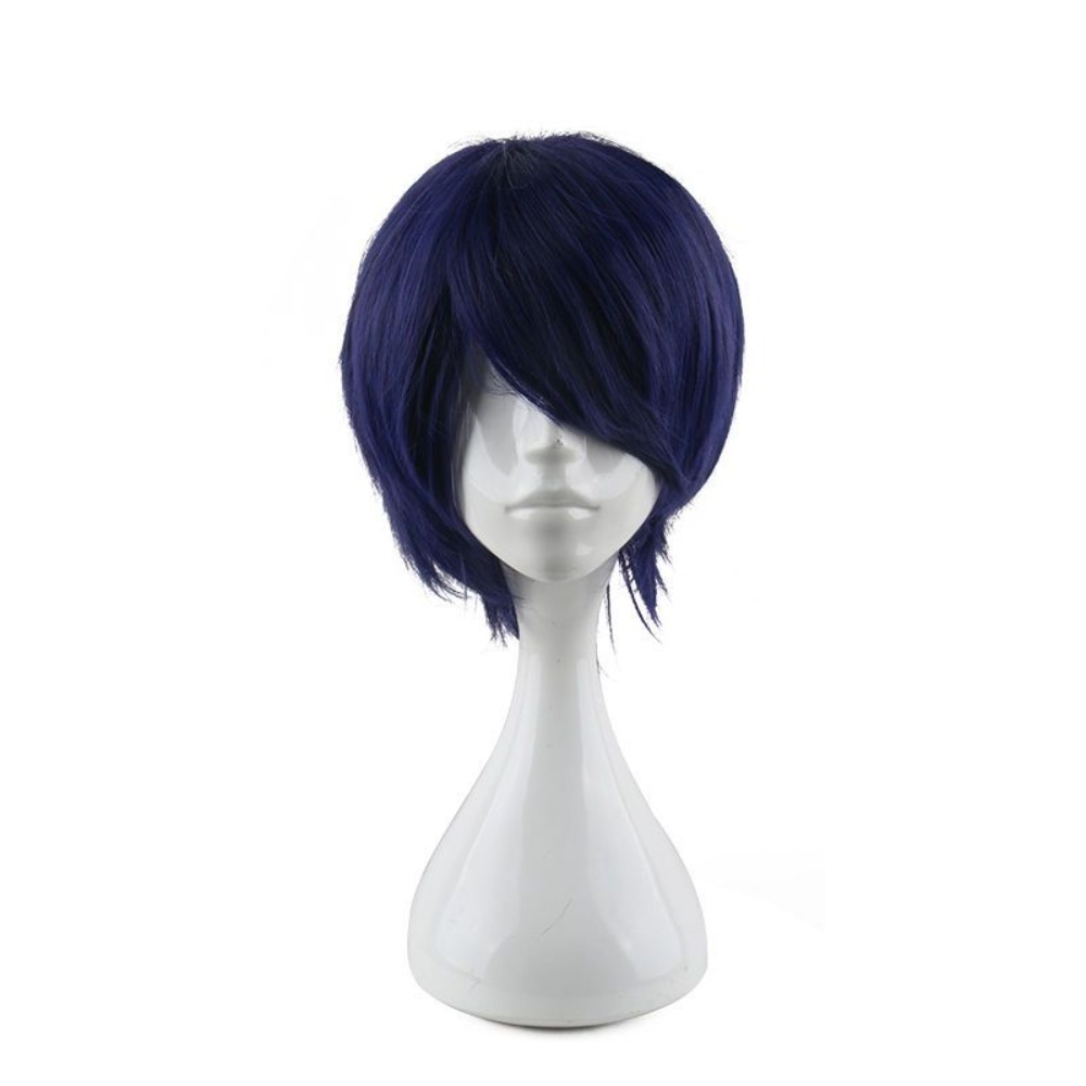 شعر مستعار قصير أزرق صناعي مقا - مراجعة Anime Cosplay Blue Hair وسعره
