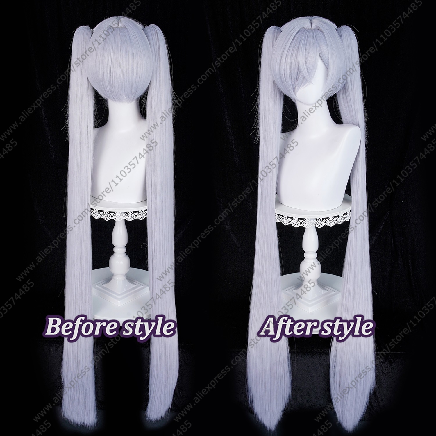 باروكة شعر مستعار مستوحاة من ش - مراجعة Anime Cosplay Blue Hair وسعره